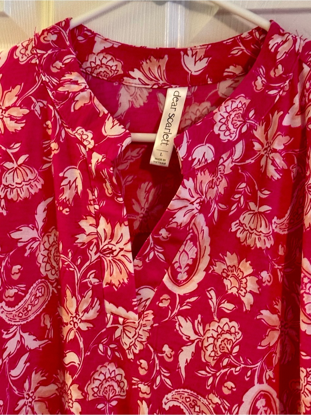 Women's Bright Pink Paisley Floral Top - Picture 3 of 6